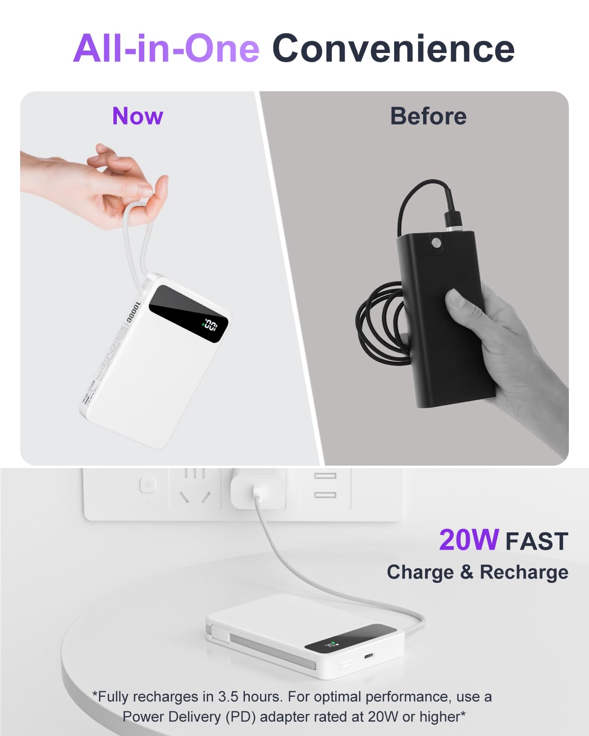Magnetic Power Bank, 10,000mAh 15W Wireless