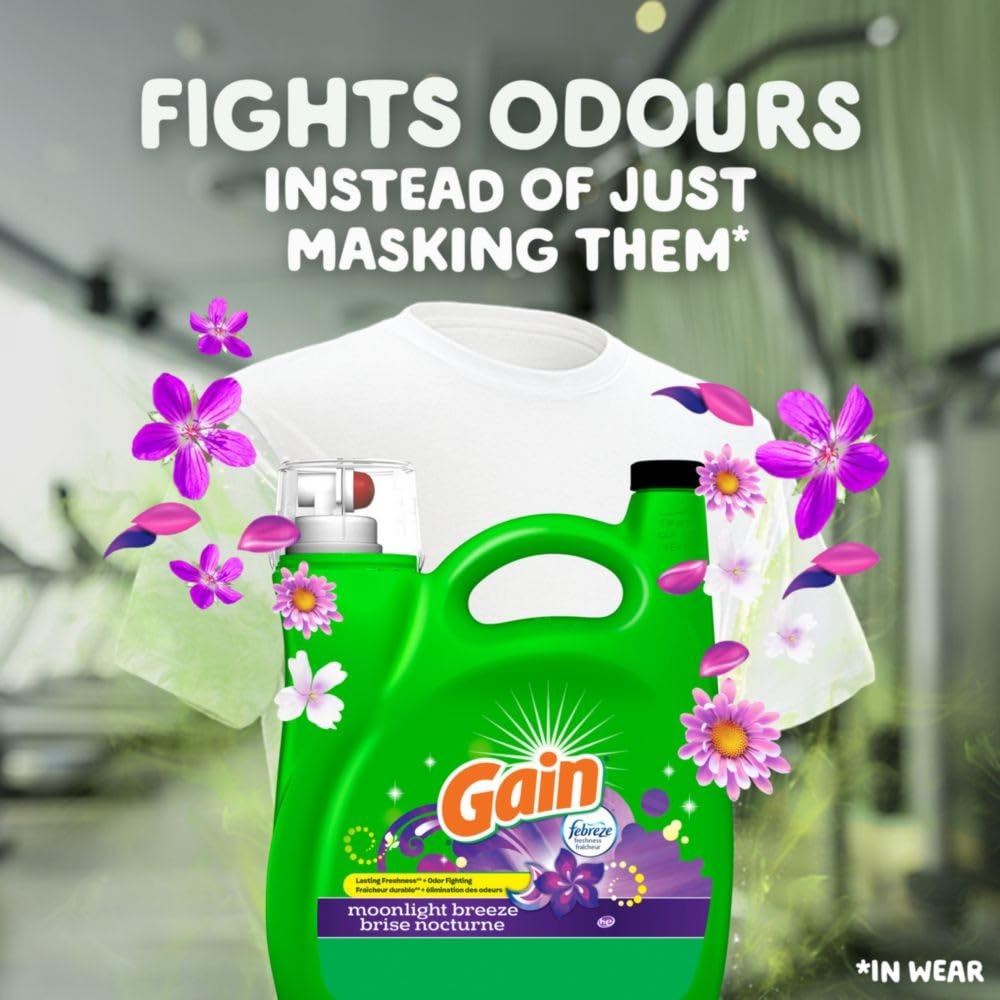 Gain Liquid Laundry Detergent, Moonlight Breeze, 4.5 L, 107 Loads