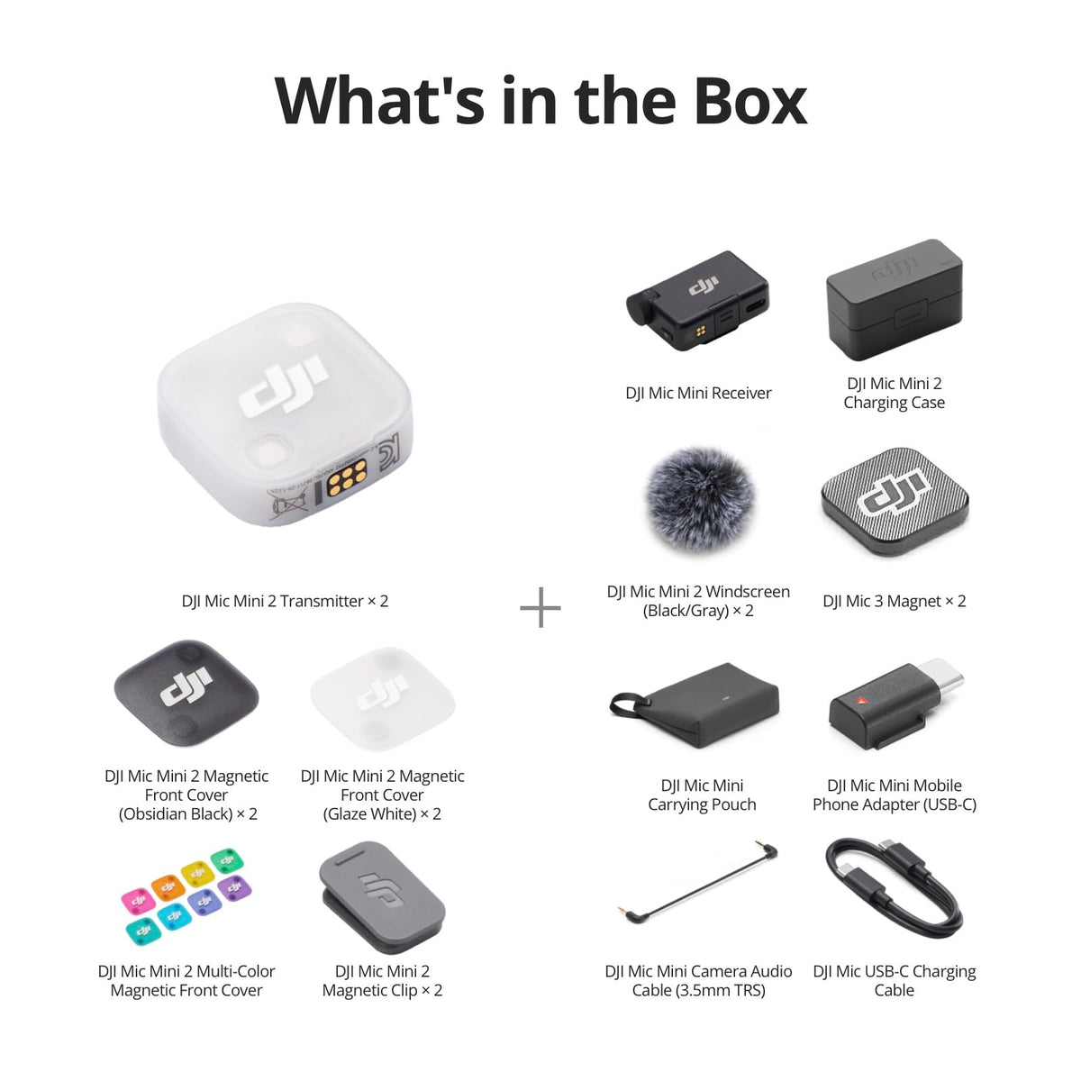 DJI Mic Mini 2 Wireless Microphone, 2 TX + 1 RX + Charging Case