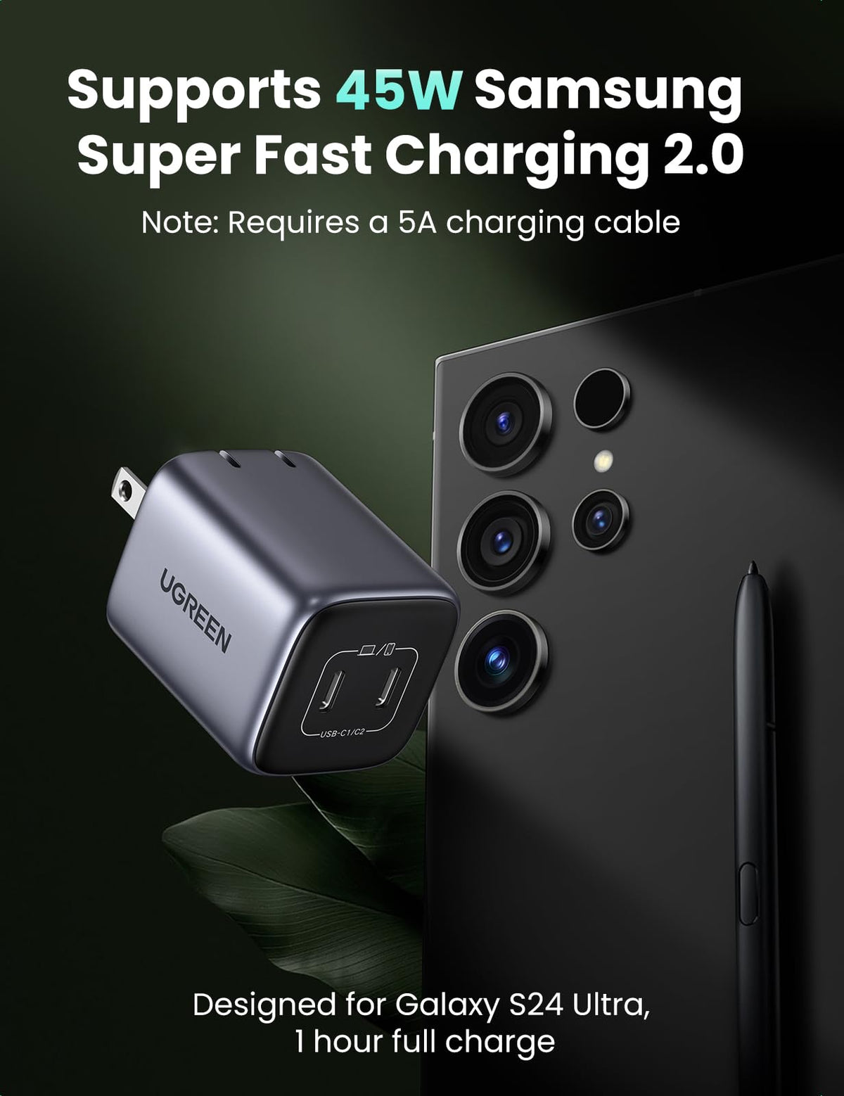 UGREEN Nexode 45W USB C Charger, GaN PPS, Dual Port