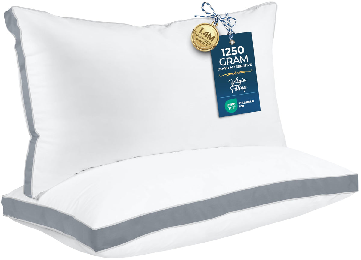 Utopia Bedding Gusseted Bed Pillows, King, Grey, Set of 2