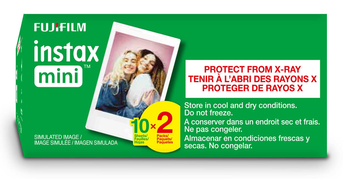 Fujifilm Instax Mini Instant Film Twin Pack, White, 20 Exposures