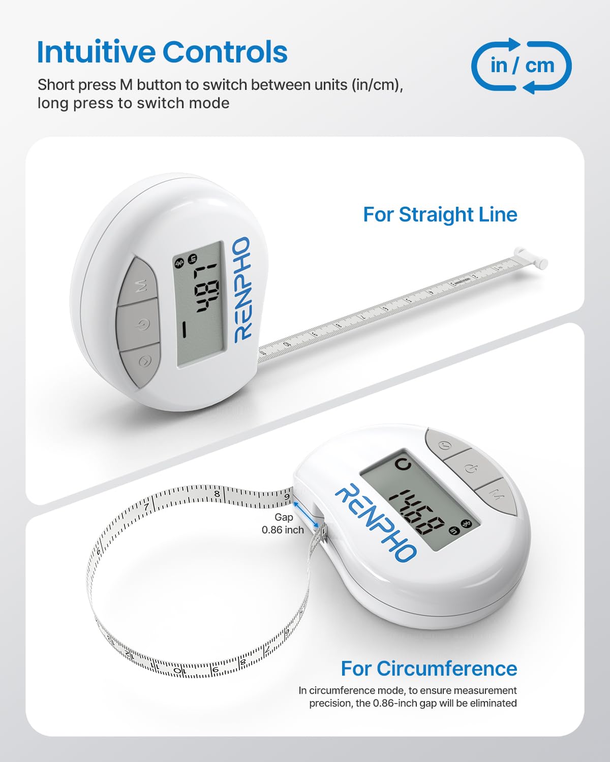 Renpho Smart Bluetooth Tape Measure for Body Measurement