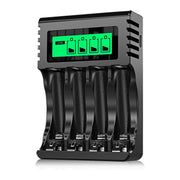 POWEROWL AA AAA Rechargeable Battery Charger, 4 Bay LCD