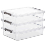 Citylife Plastic Storage Bins with Latching Lids, 3 Pieces, Clear