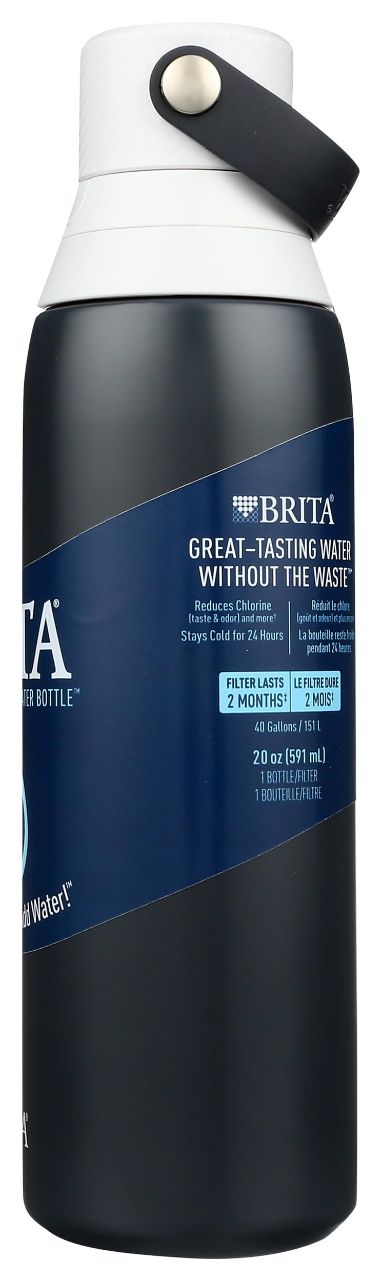 Brita Insulated Stainless Steel Filtering Water Bottle, 20 oz, Carbon