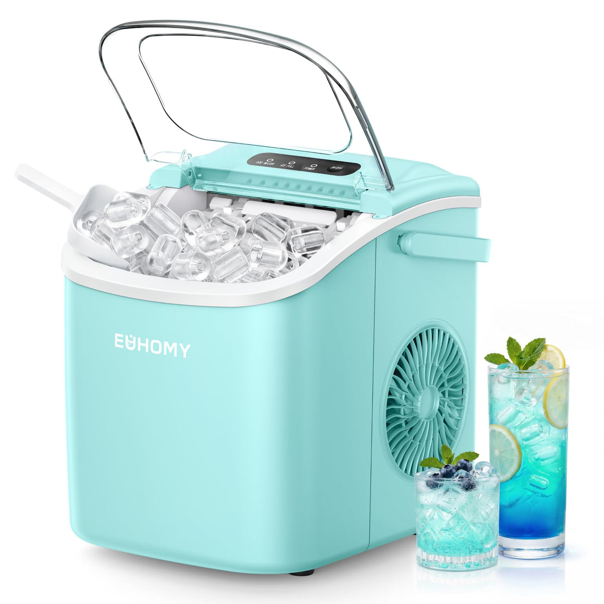 Euhomy Countertop Ice Maker with Handle, 26lbs Per Day, Green