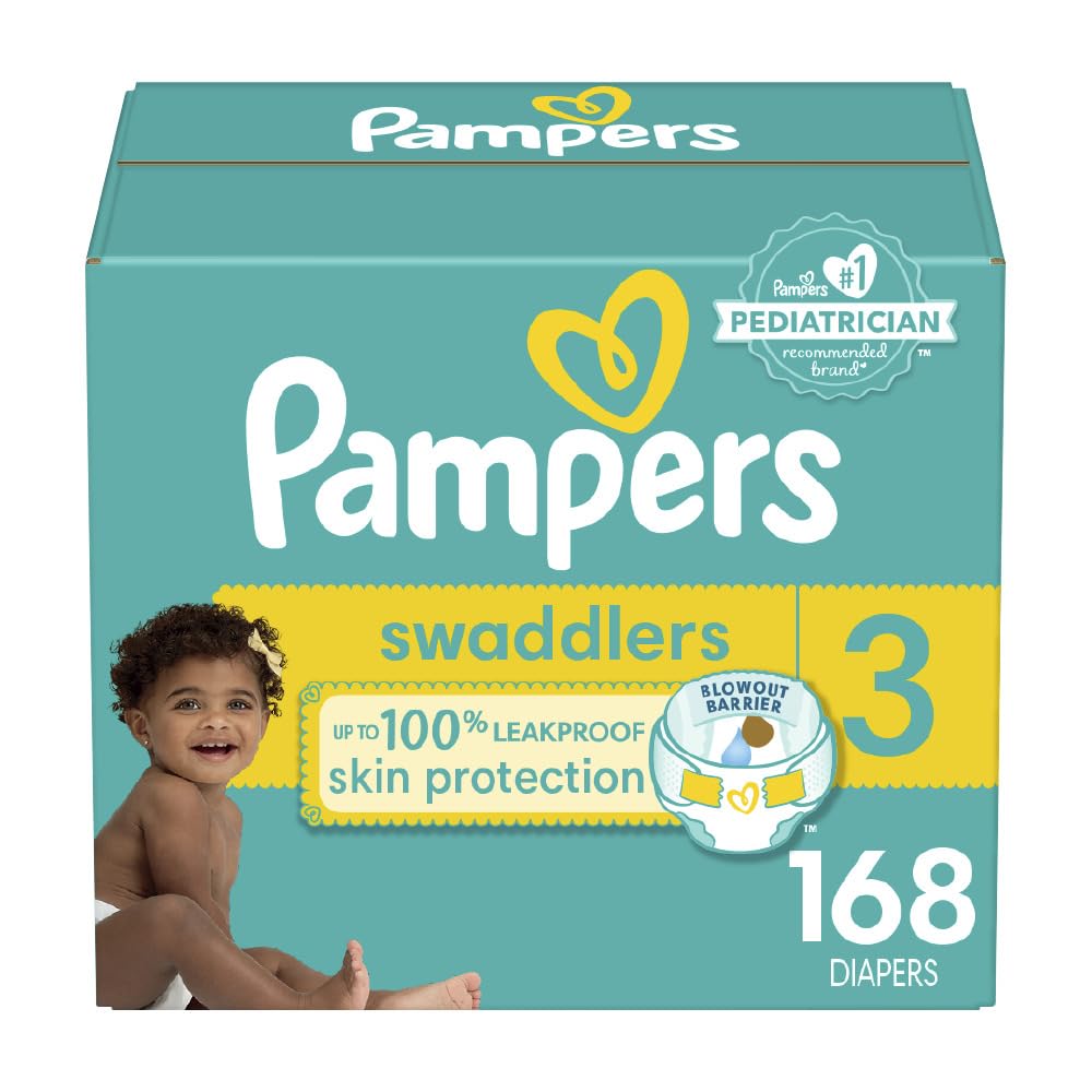 Pampers Swaddlers Diapers, Size 3, 168 Count