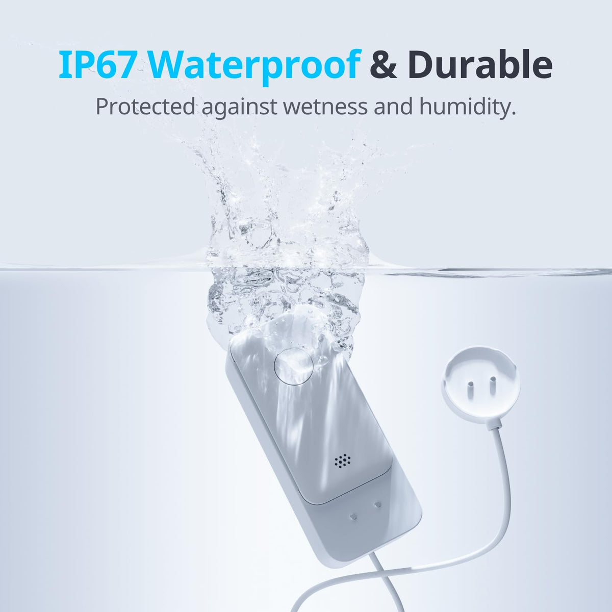 WiFi Water Leak Detector Sensor, IP67 Waterproof, 1 m Cable