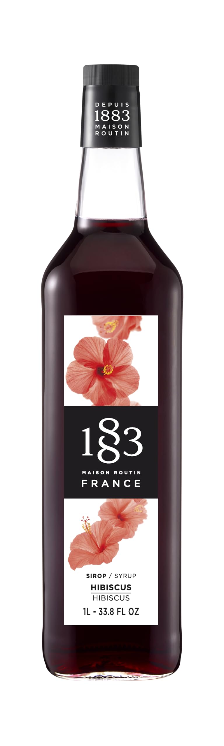 Maison Routin 1883 Hibiscus Syrup, 1L Glass Bottle