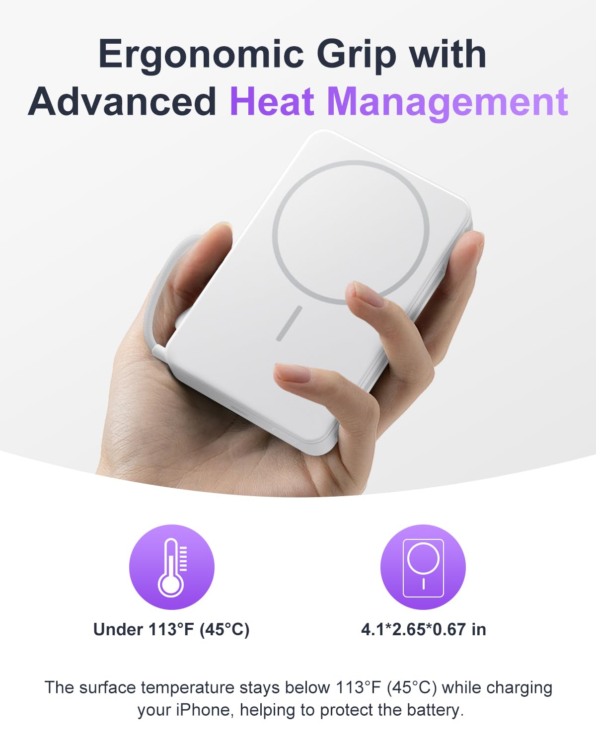 Magnetic Power Bank, 10,000mAh 15W Wireless