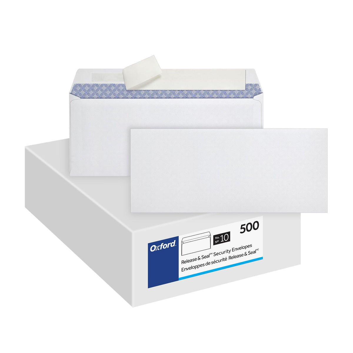 Oxford #10 Security Tint Envelopes, Peel and Seal, 500 Pack