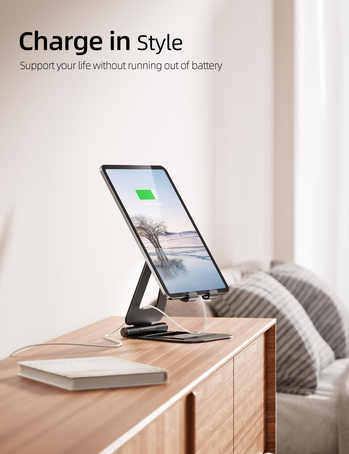 Nulaxy Dual Foldable Aluminum Tablet Stand, Black