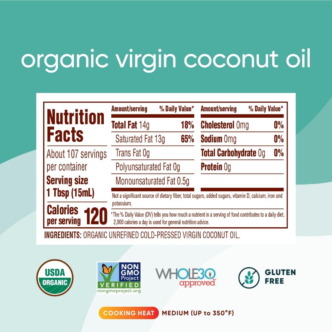 Nutiva Organic Cold-Pressed Virgin Coconut Oil, 1.6 L