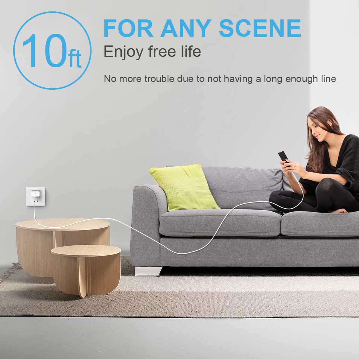 USB C to Type C Cable with Charger Block, 10FT, 3 Pack