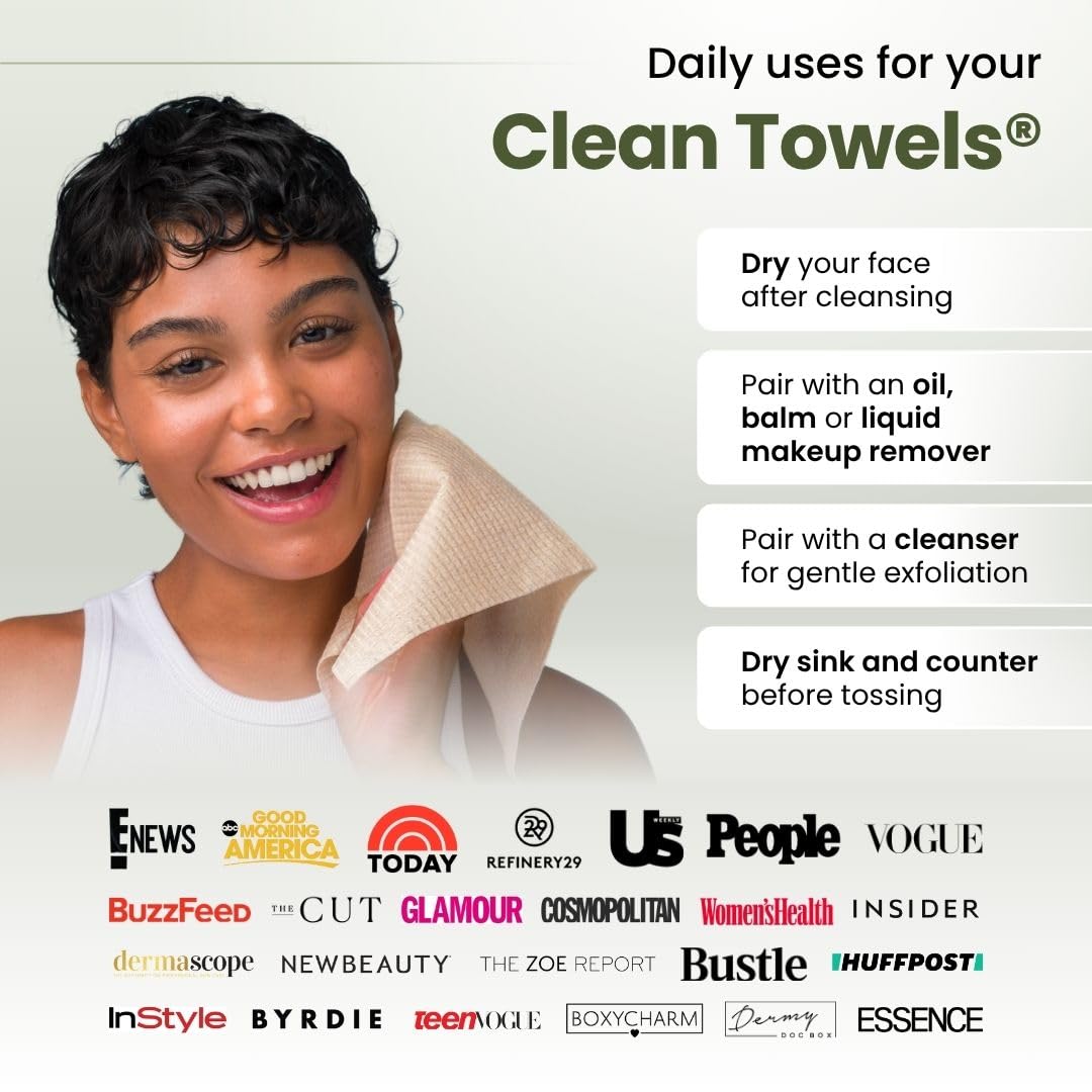 Clean Skin Club Clean Towels XL Disposable Face Towel, 50 Count