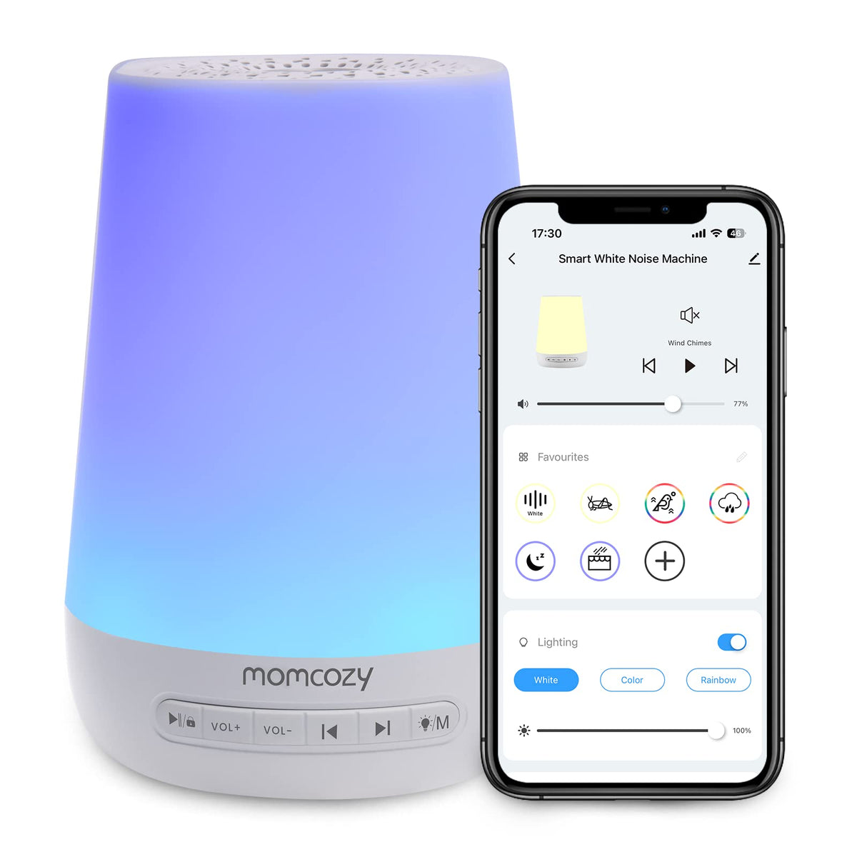 Momcozy Baby Sound Machine with Night Light, Blue