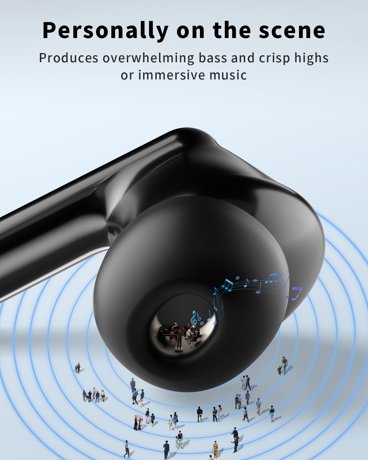 Bluetooth 5.4 Wireless Earbuds with LED Display, Carbon Black