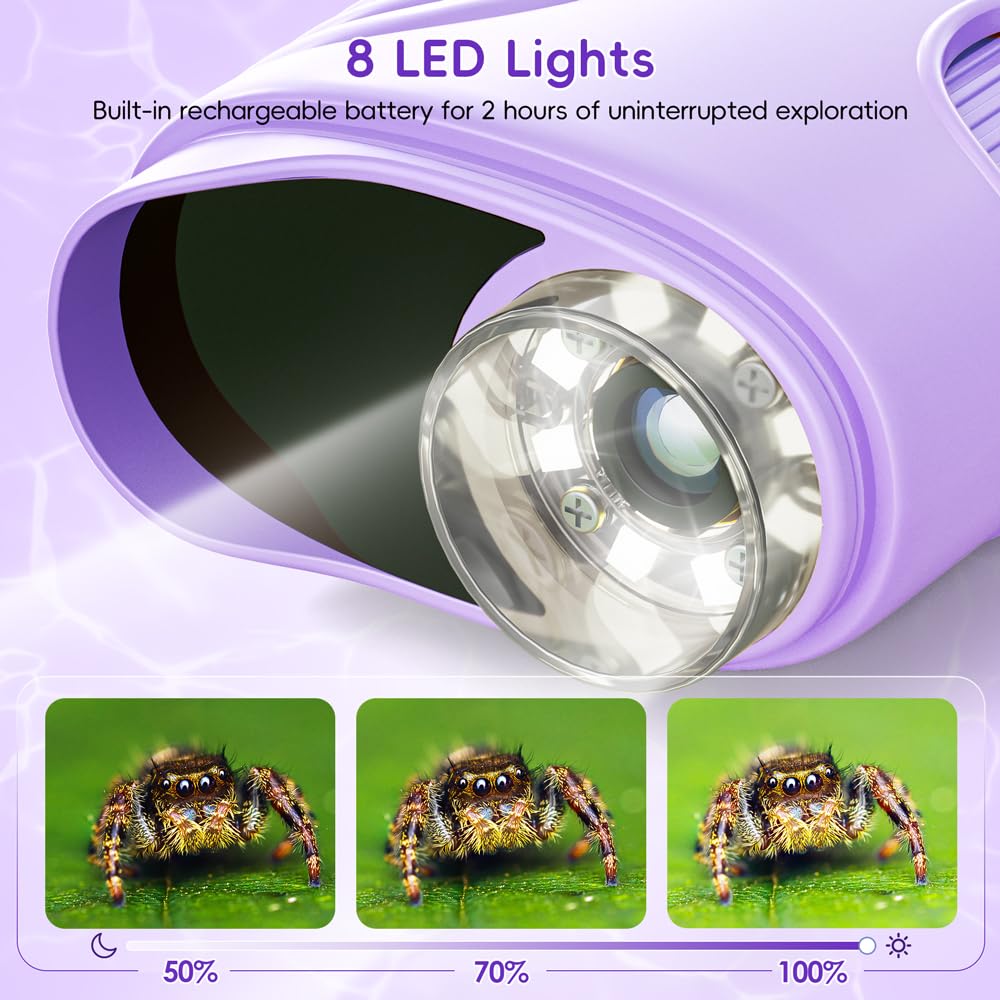 Temodu 1000X Kids' Digital Microscope with 2" Screen, Purple