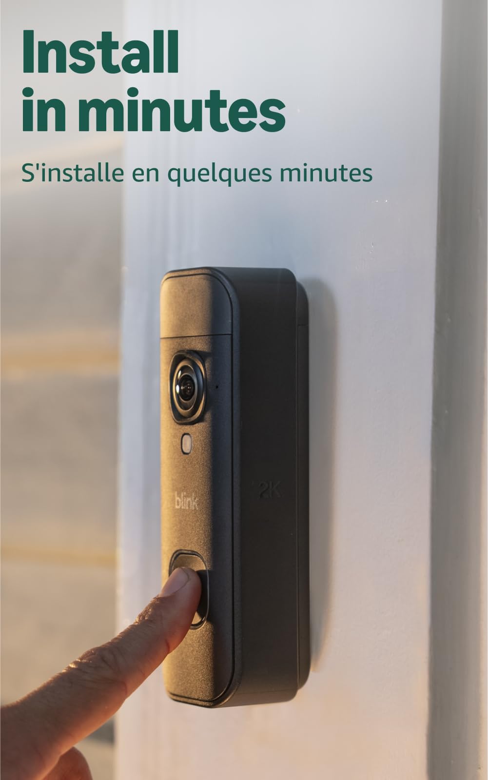 Blink Battery Doorbell 2K+ Wireless Video Doorbell, Add-On, Black