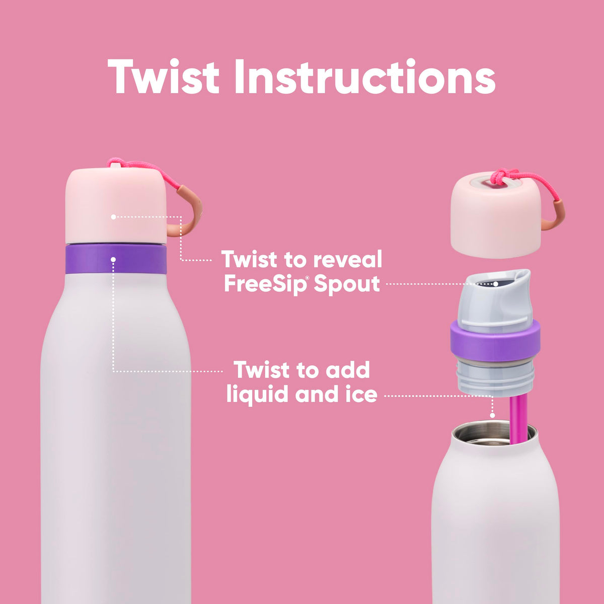 Owala FreeSip Twist Water Bottle, 24oz, Dreamy Field
