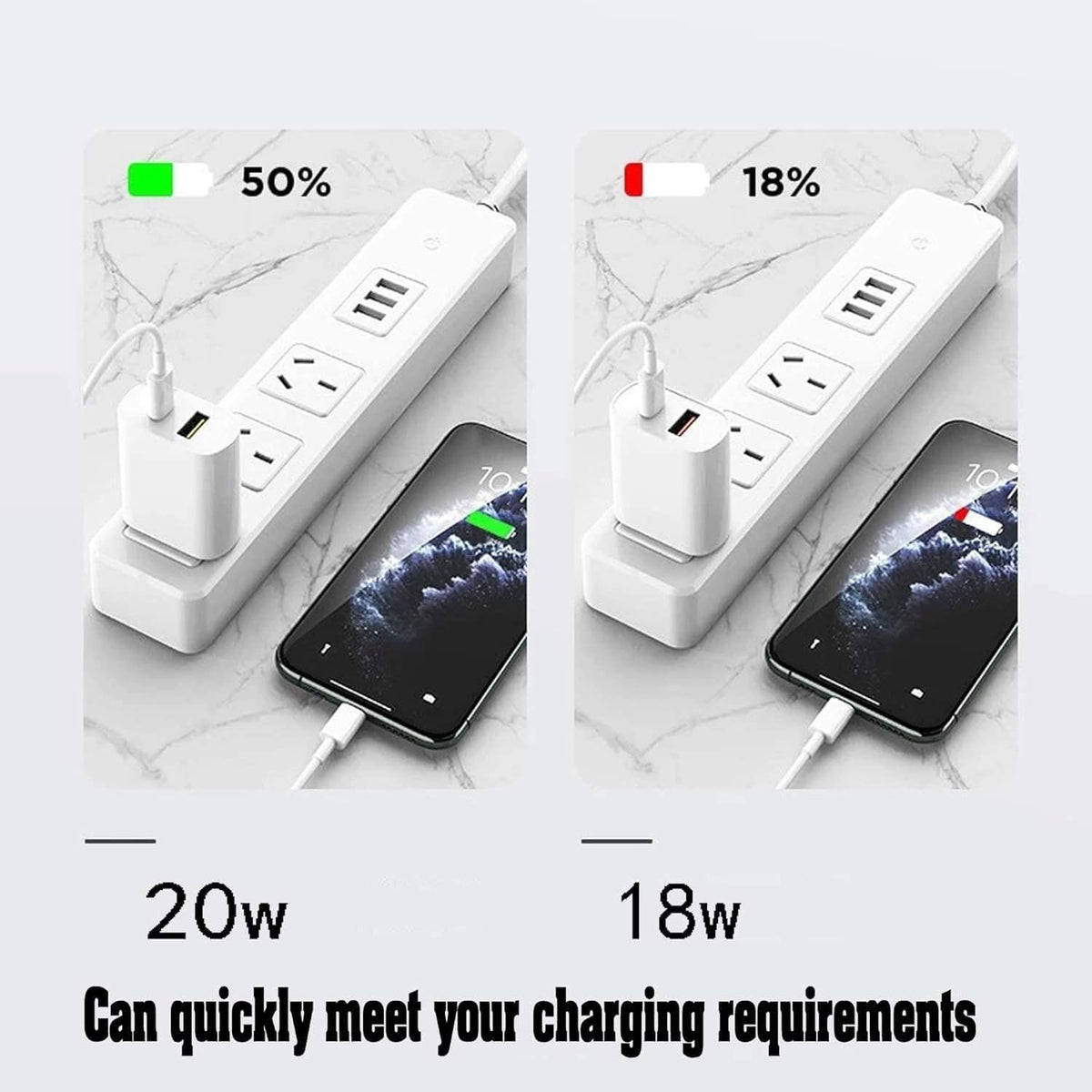 USB-C Charger Block, 20W Dual Port, 3-Pack