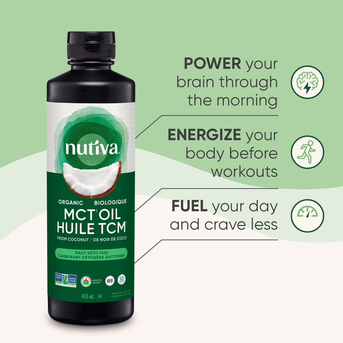 Nutiva Organic MCT Oil, Unflavoured, 473 mL