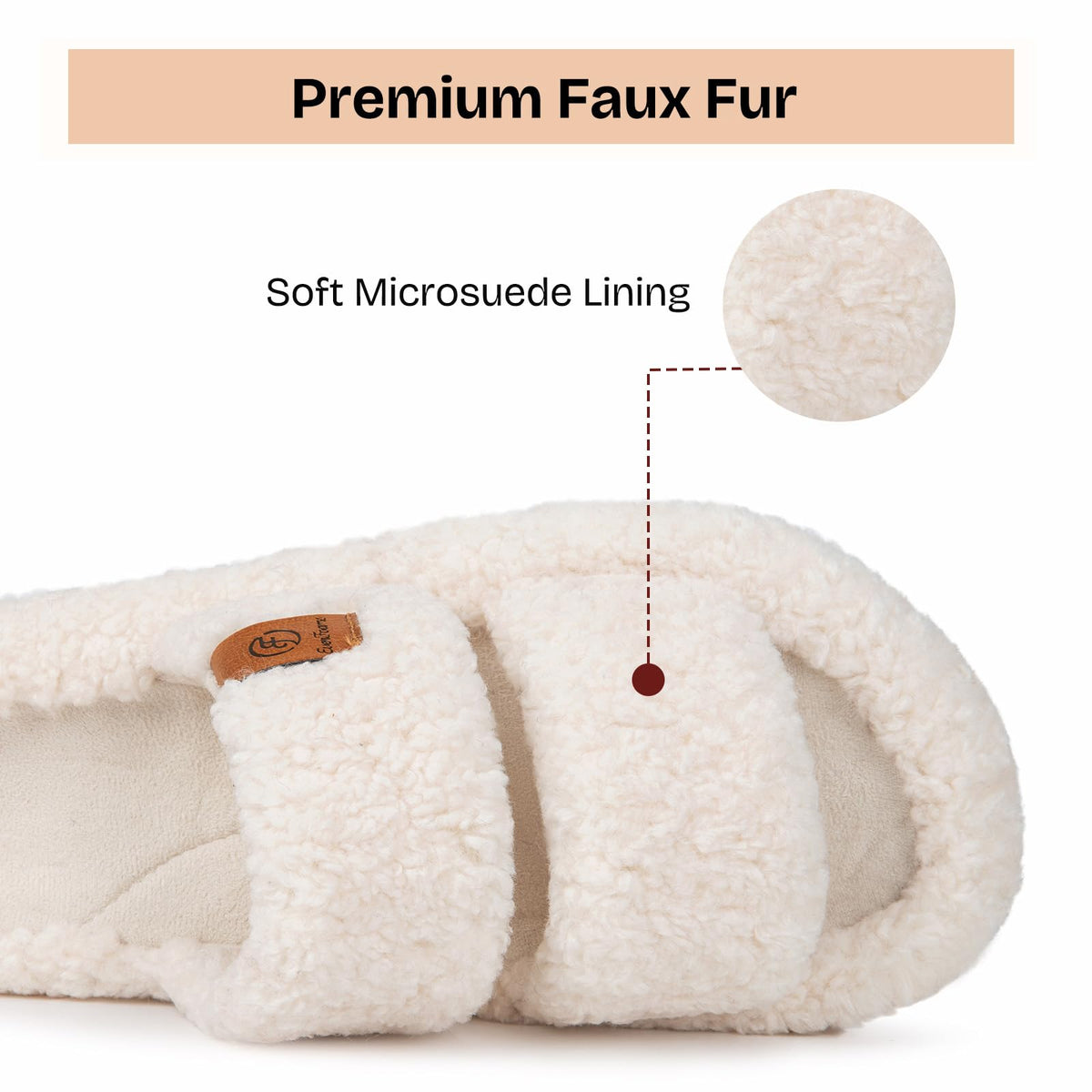 EverFoams Women's Fuzzy Open-Toe Slippers, Vanilla Ice, 7-8