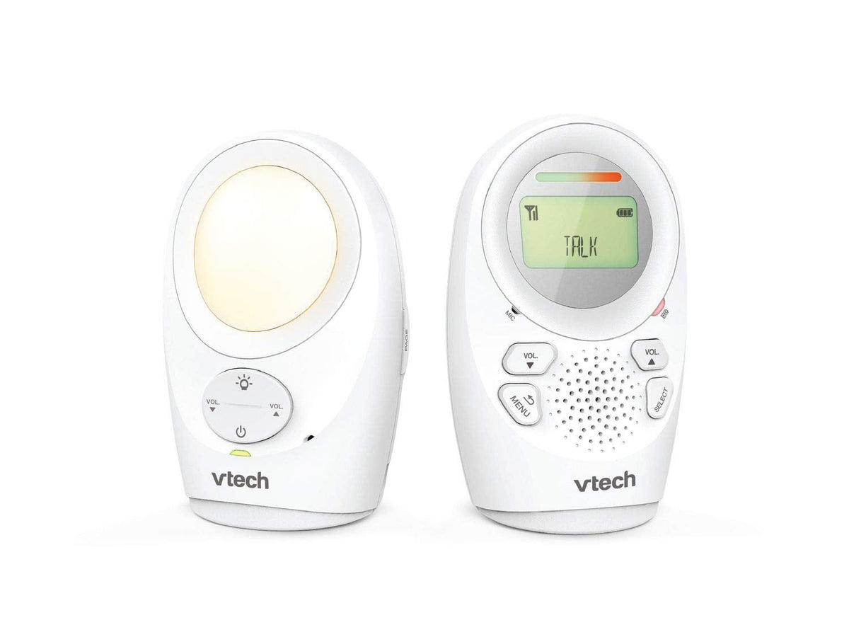 VTech DM1211 Enhanced Range Digital Audio Baby Monitor, Silver/White