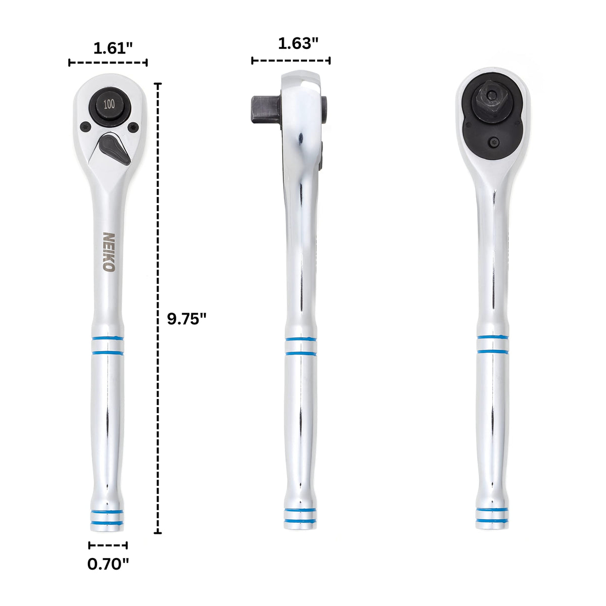 Neiko 03117A 1/2" Drive Ratchet Wrench, 100-Tooth, Reversible