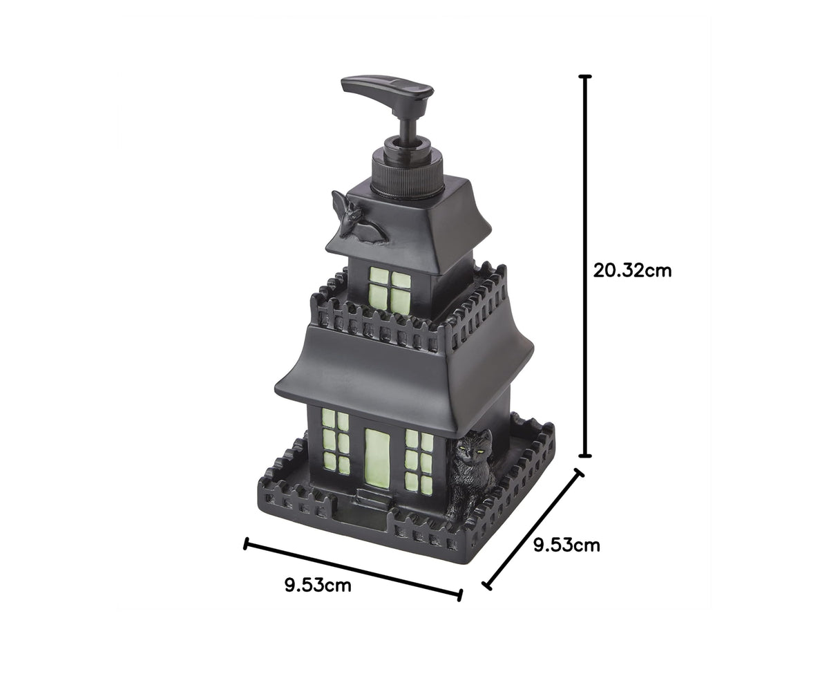 SKL Home Haunted House Glow-in-the-Dark Soap Dispenser, Black