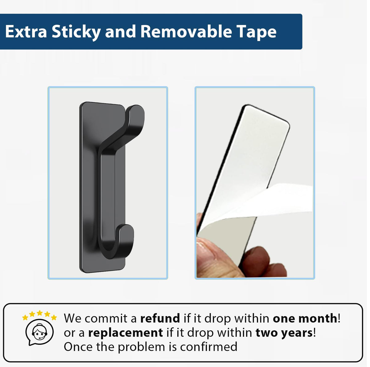 pickpiff Self-Adhesive Waterproof Wall Hooks, 6-Pack, Black