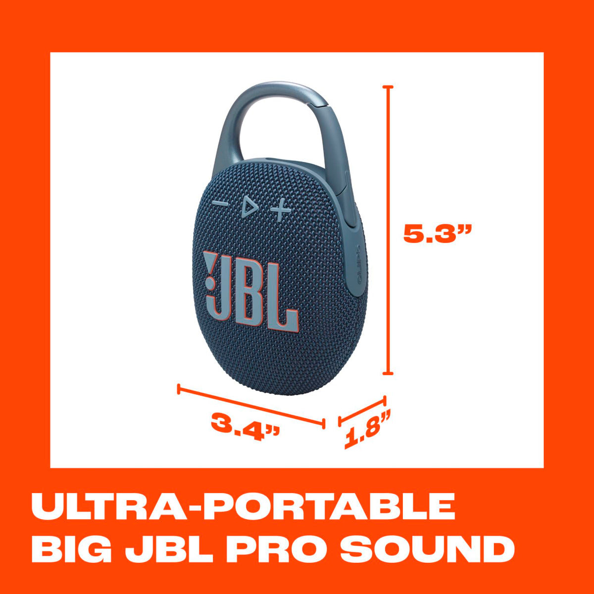 JBL Clip 5 Portable Waterproof Bluetooth Speaker, Blue