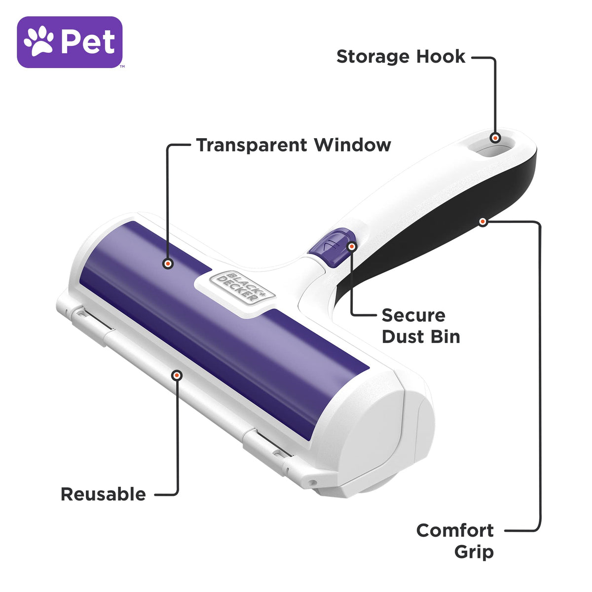 Black+Decker Pet Hair Remover Roller, HMSCT0001