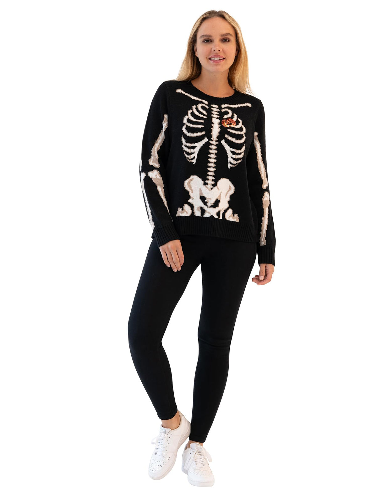 Blizzard Bay Women's Halloween Sweater, Black Skeleton, Medium