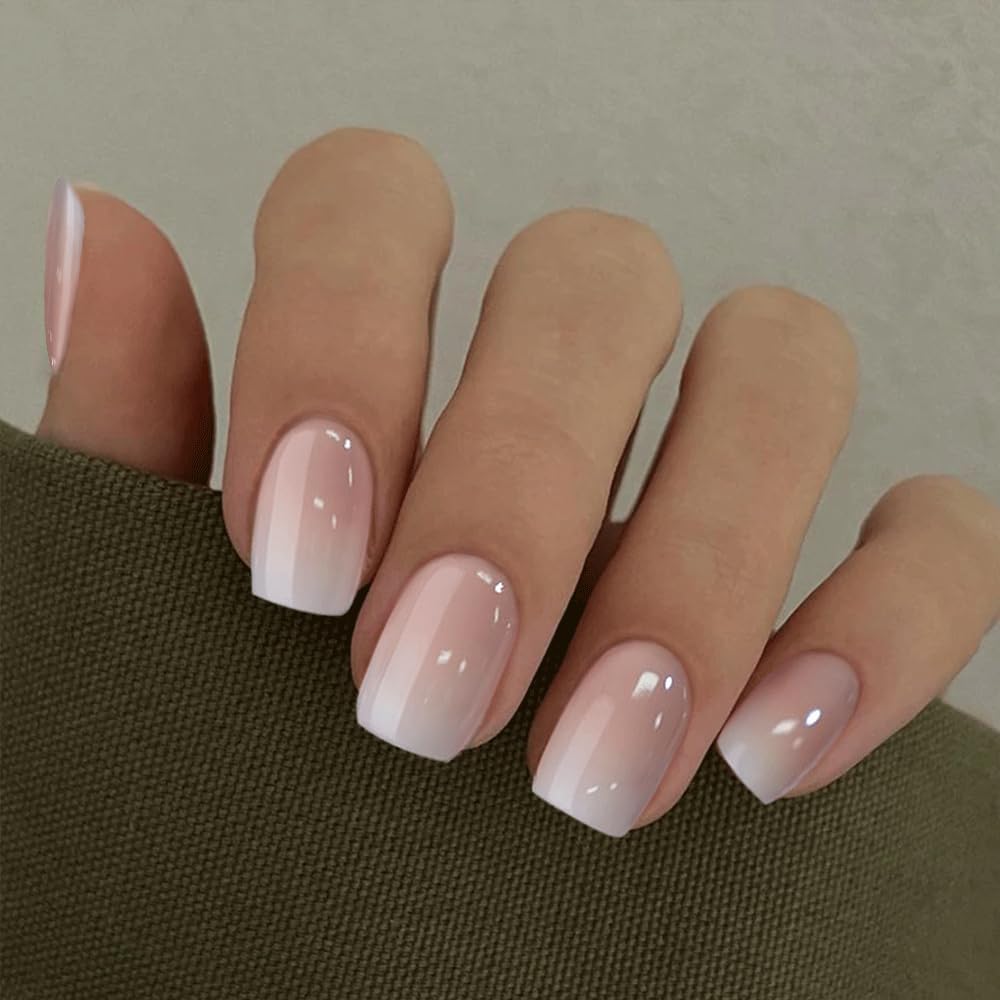 Curvlife Short Press On Nails for Women, 30 Pieces, French Pink