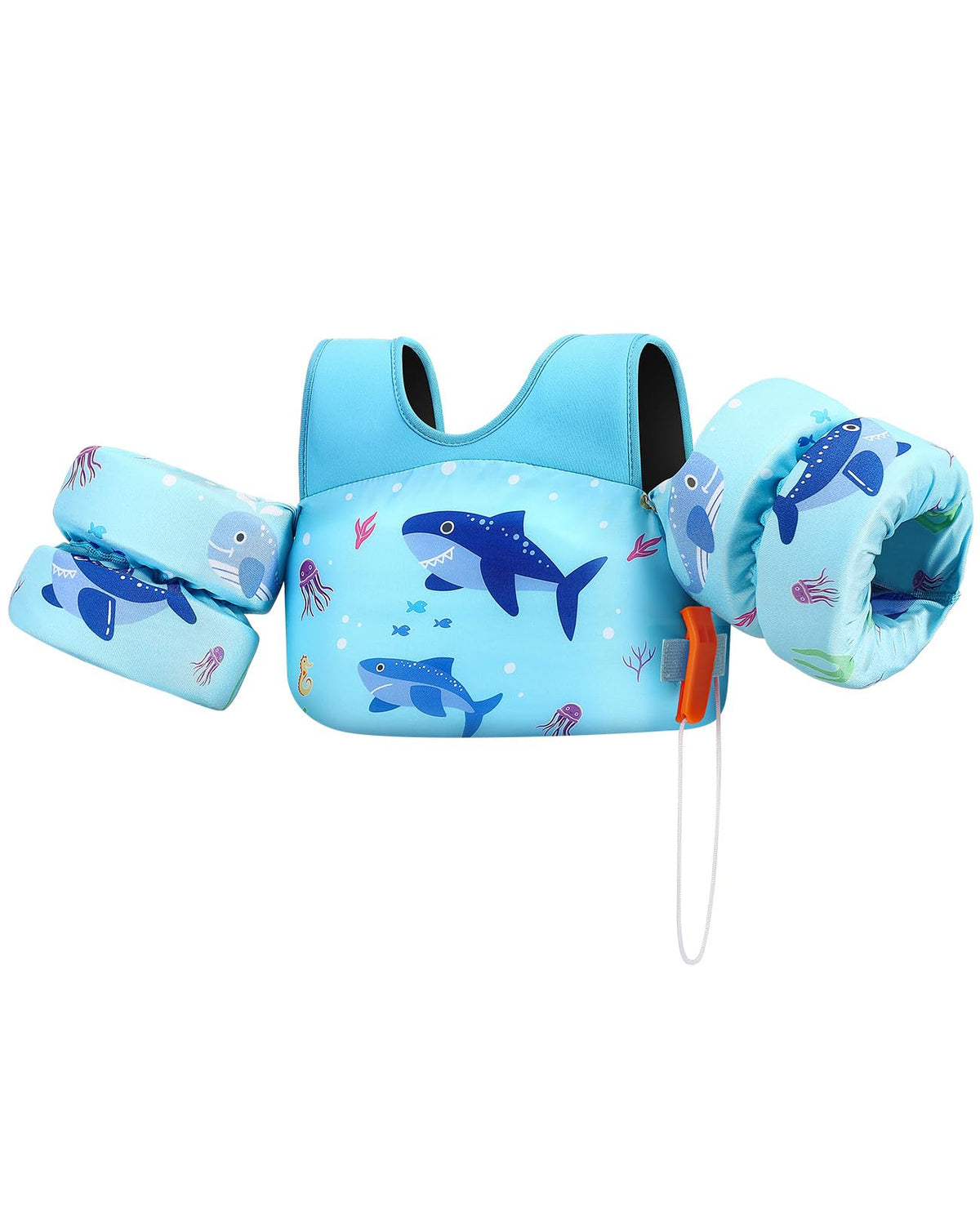 HeySplash Kids' Swim Vest, 33-66 lb, Blue Shark