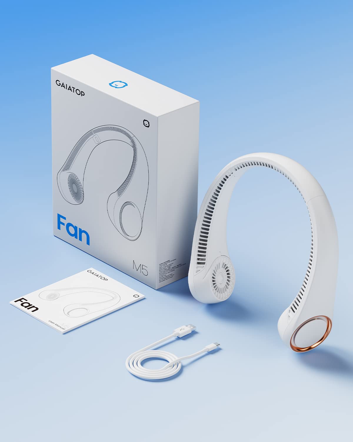 Gaiatop Portable Neck Fan Rechargeable, Hands-Free Cooling