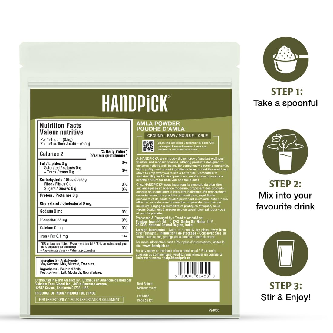 HANDPICK Amla Powder (Indian Gooseberry), 397 g