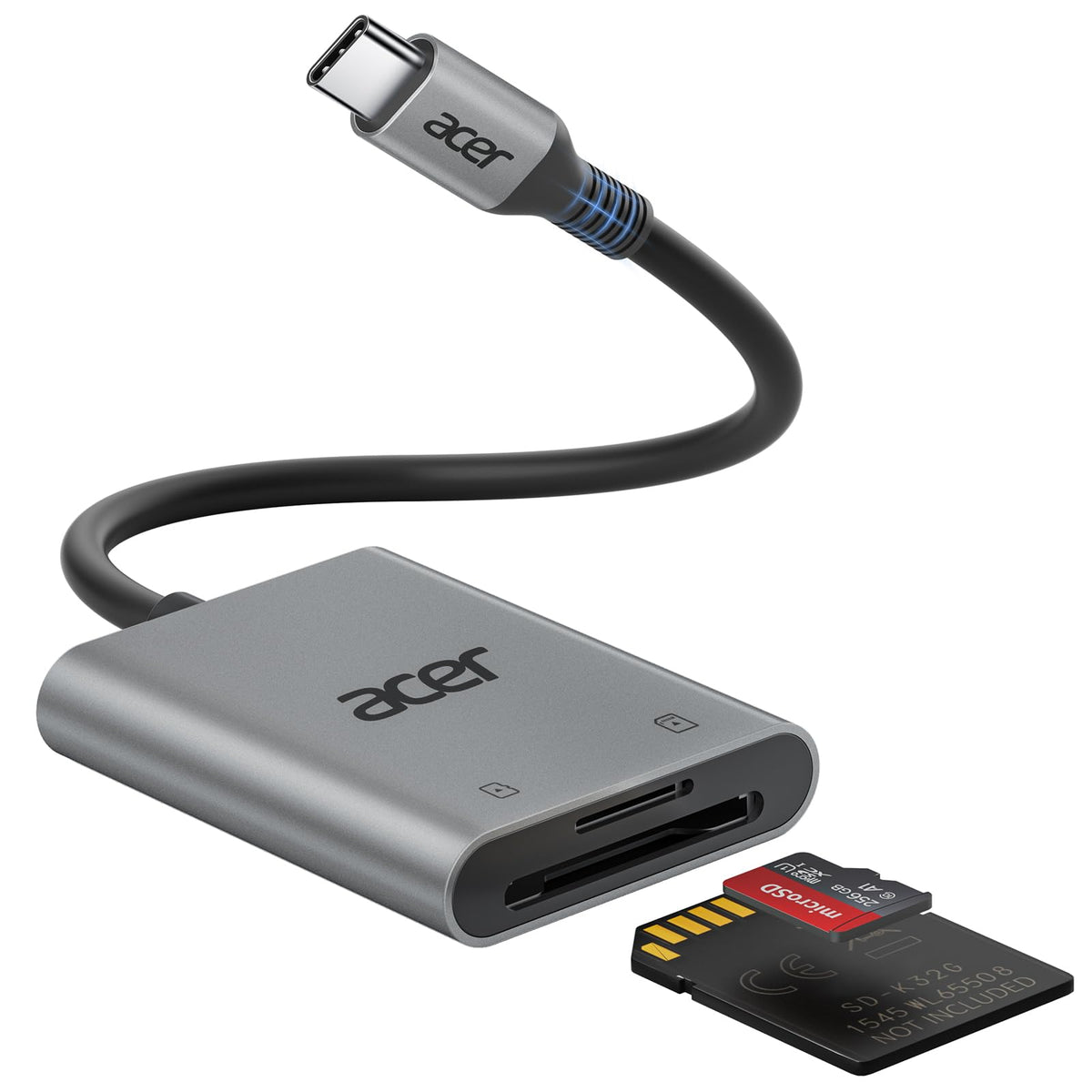 Acer USB C SD and Micro SD Card Reader, Durable Nylon