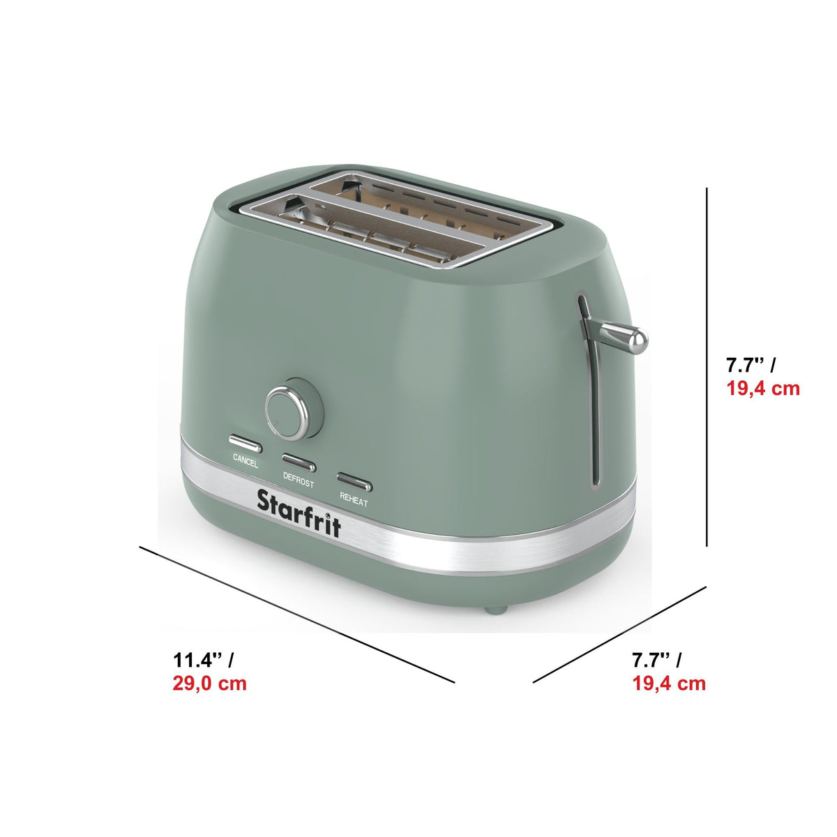 Starfrit 2-Slice Toaster, 850 W, Sage
