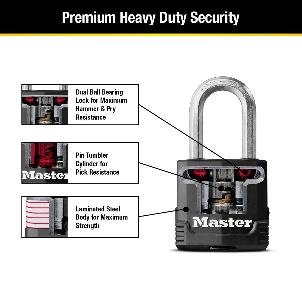 Master Lock Magnum Heavy Duty Outdoor Padlock, M115XTLF, 2 Pack