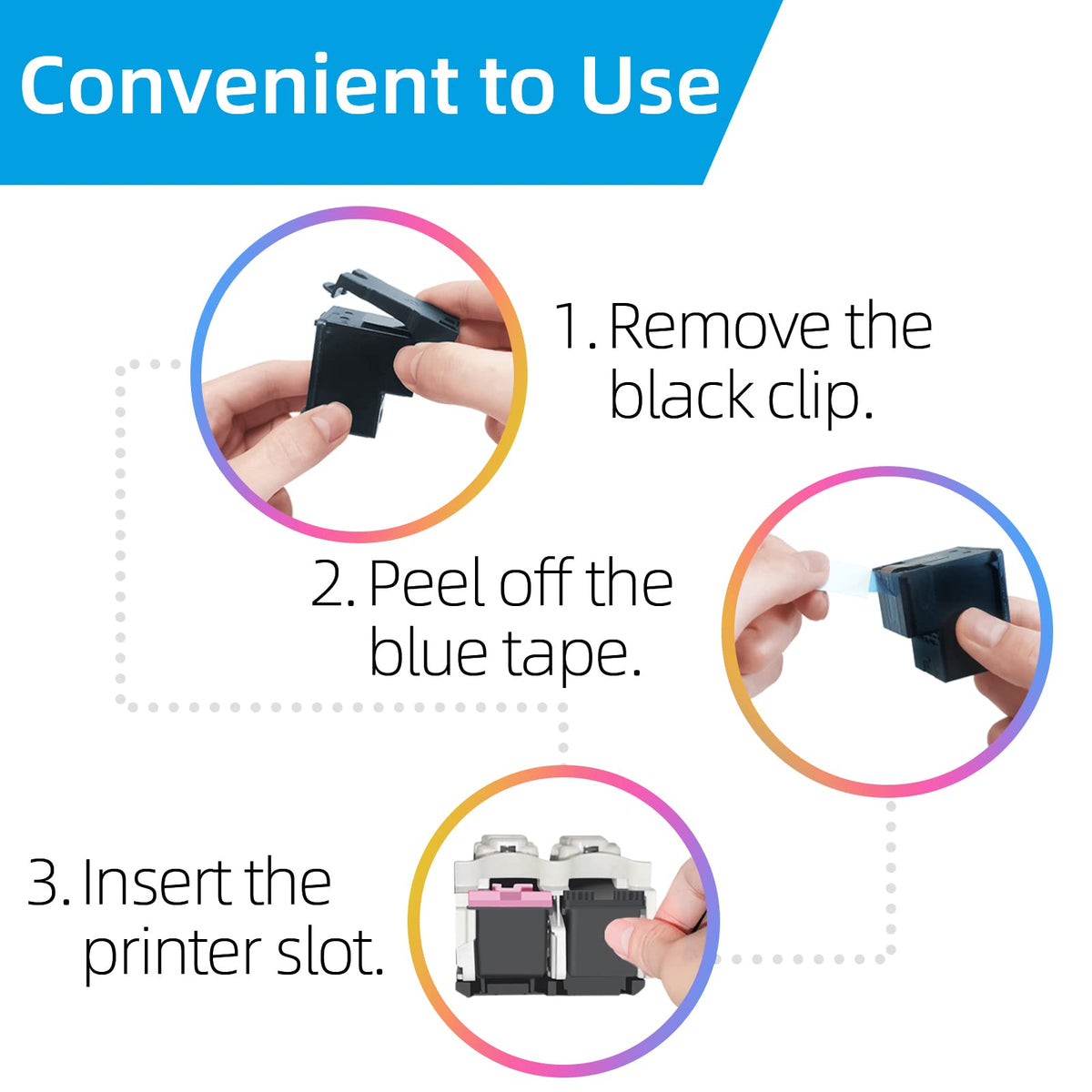 High Yield 65XL Ink Cartridges for HP 65, Black & Colour