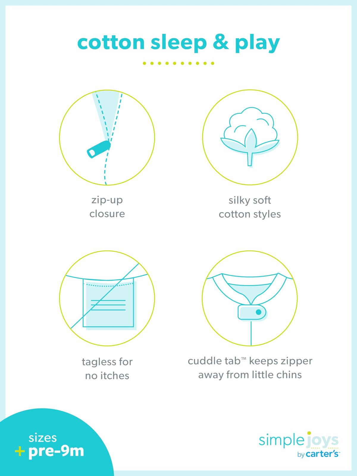 Simple Joys by Carter's Sleep & Play, Bear/Llama/Rainbow, Newborn