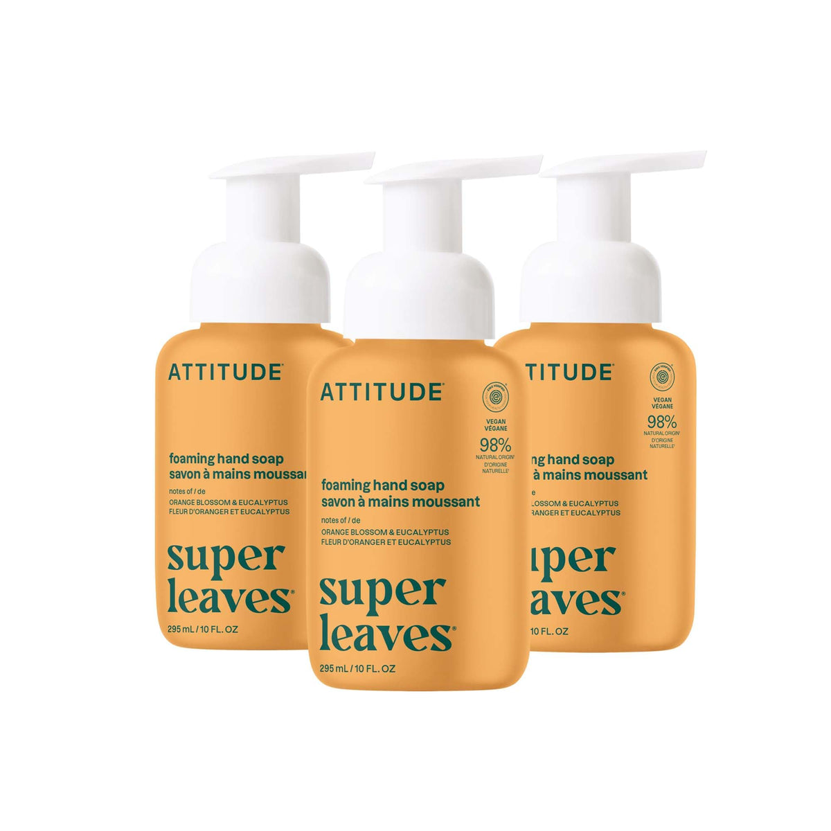 Attitude Foaming Hand Soap, Orange Blossom Eucalyptus, 295 mL, 3 Pack