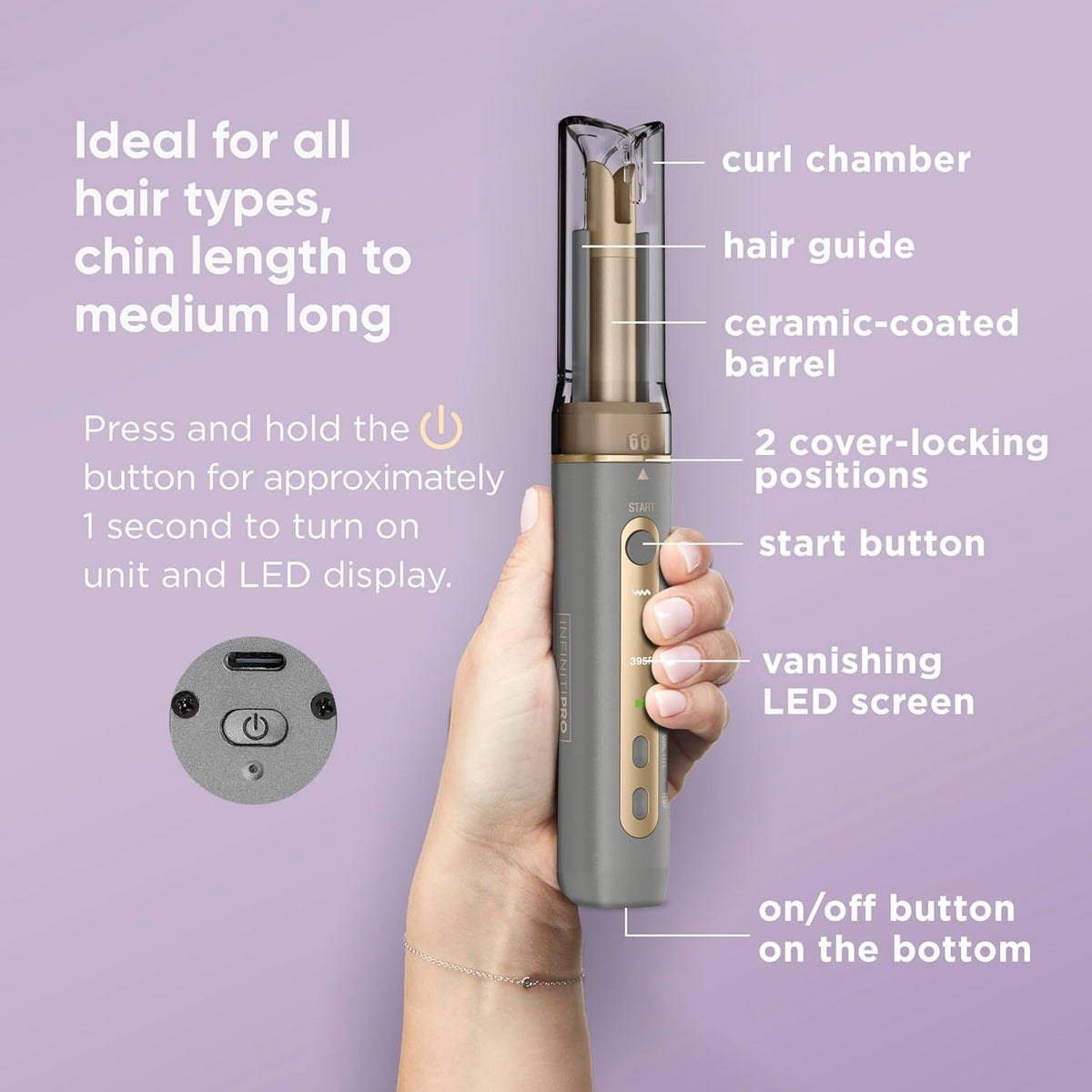 Conair CR520C Curl Secret Cordless Mini Auto Curler, Rechargeable