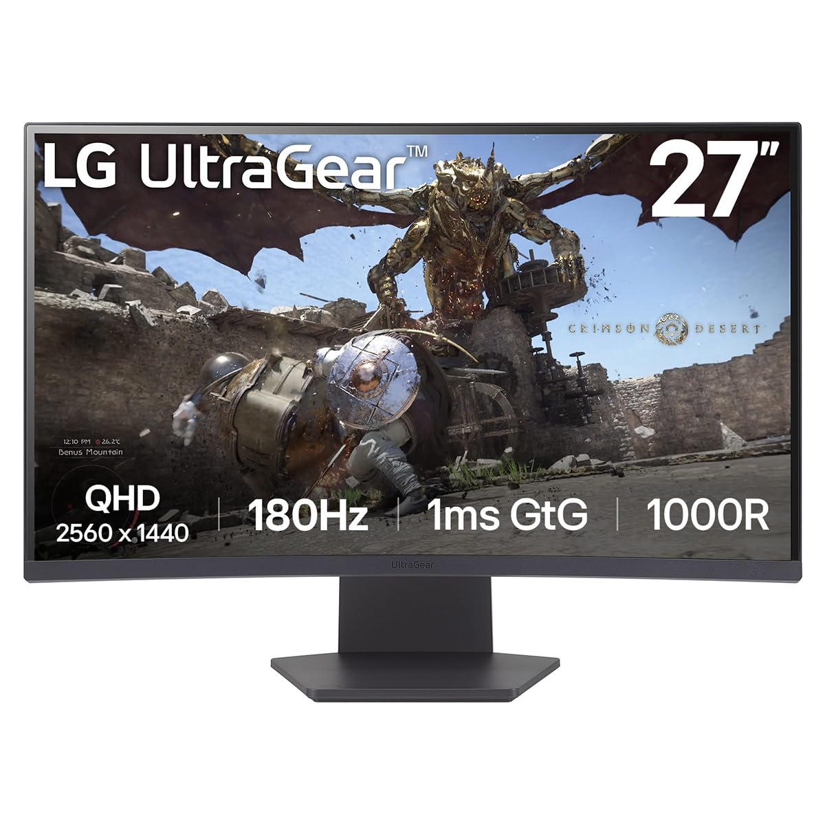 LG UltraGear 27GS60QN 27" QHD Curved Gaming Monitor, 180Hz