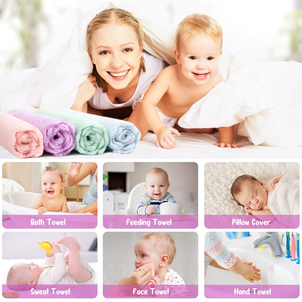 Orighty Coral Fleece Baby Washcloths, 7 x 9 in, White, 24-Pack