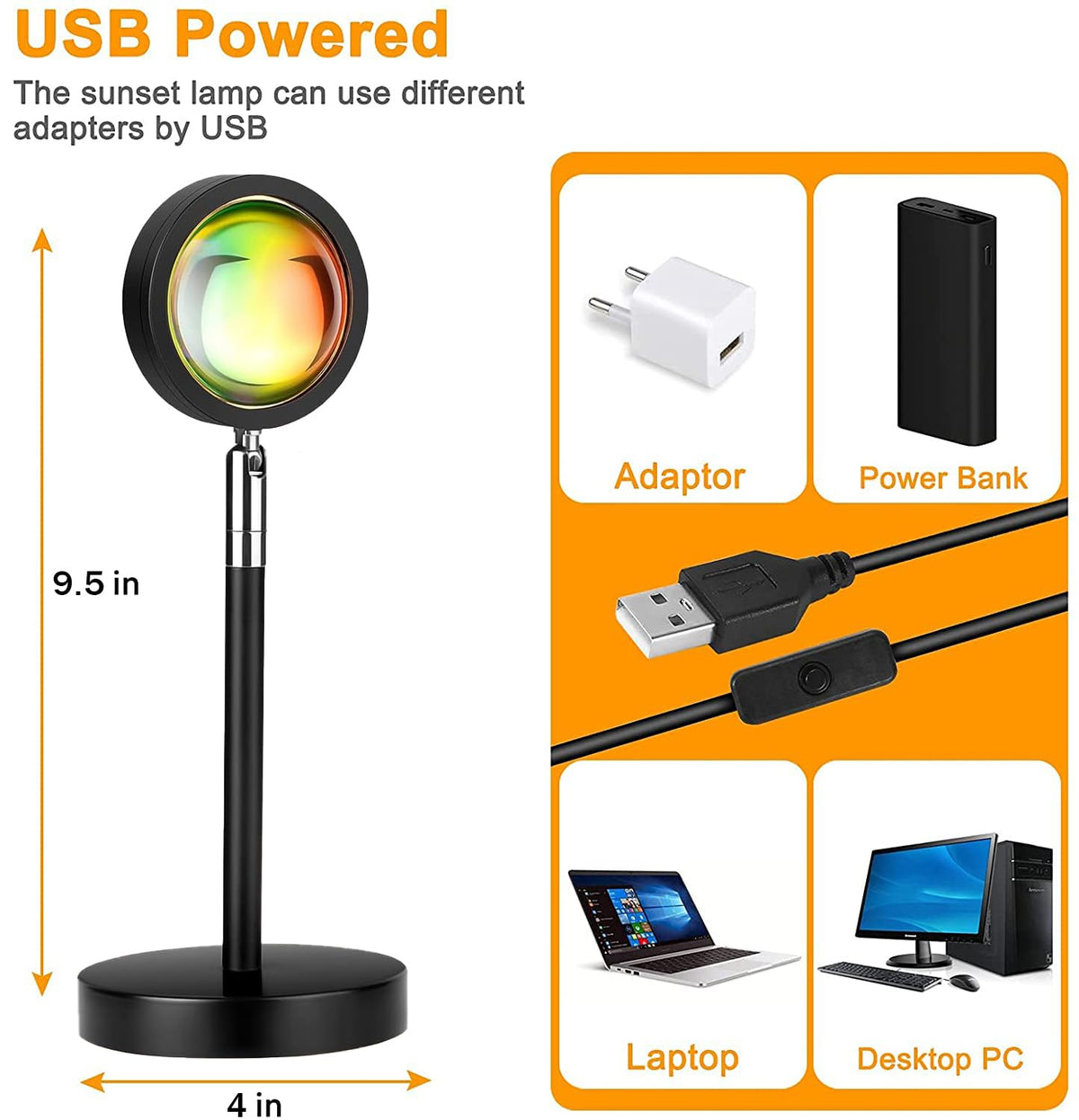 Lekeone Sunset Projection Lamp, 16 Colors