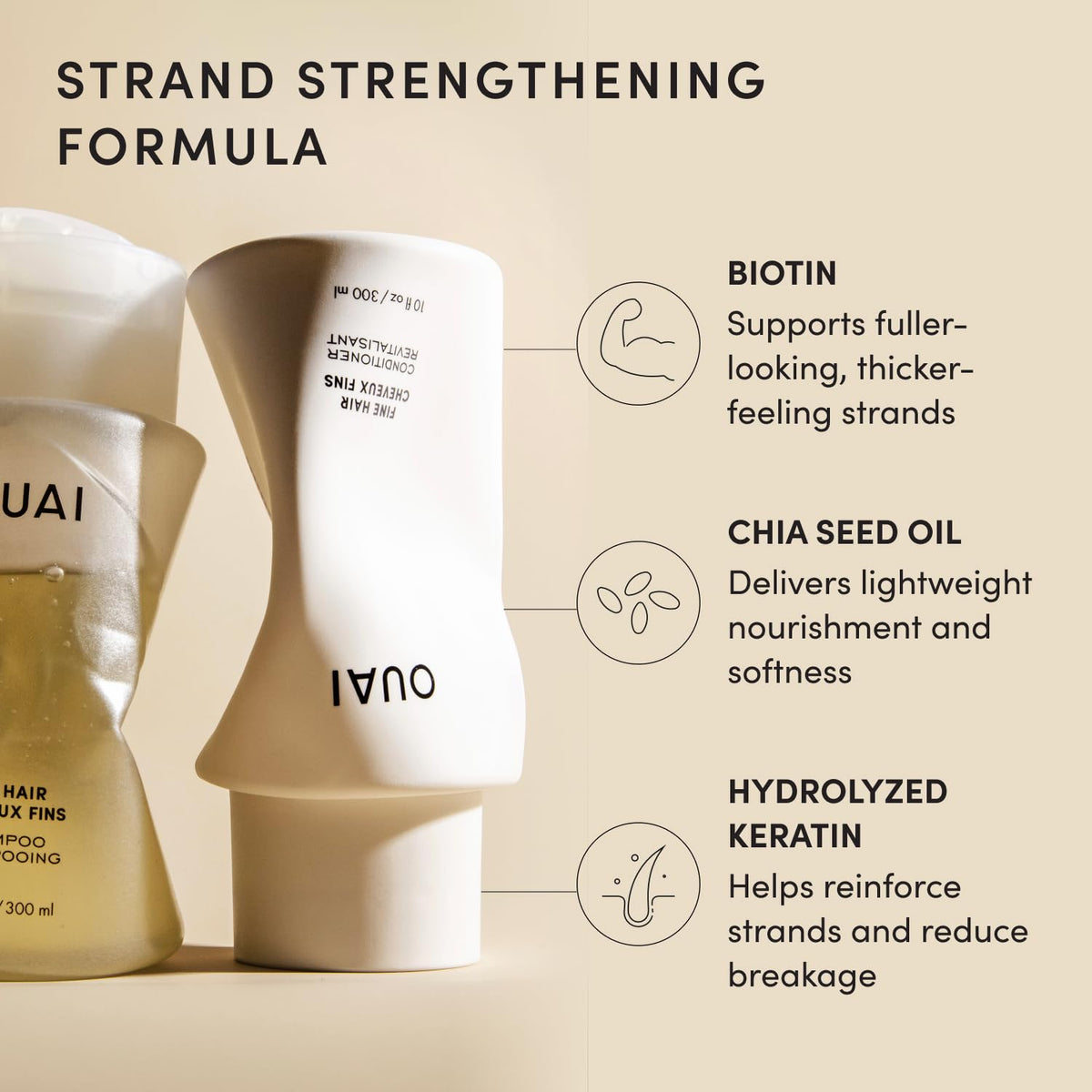 OUAI Fine Shampoo and Conditioner Set, 10 Fl Oz